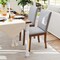 Rubber Wood Linen Fabric Dining Chairs Set of 2 with Nail Head Trim and Cushioned Seats